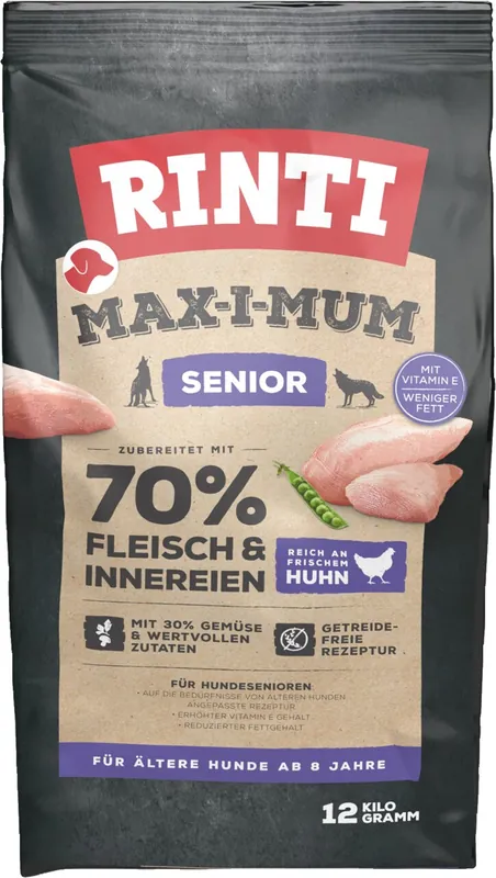 Begrenztes Angebot Sparpaket RINTI Max-I-Mum Senior Huhn 2 x 12kg Hundetrockenfutter
