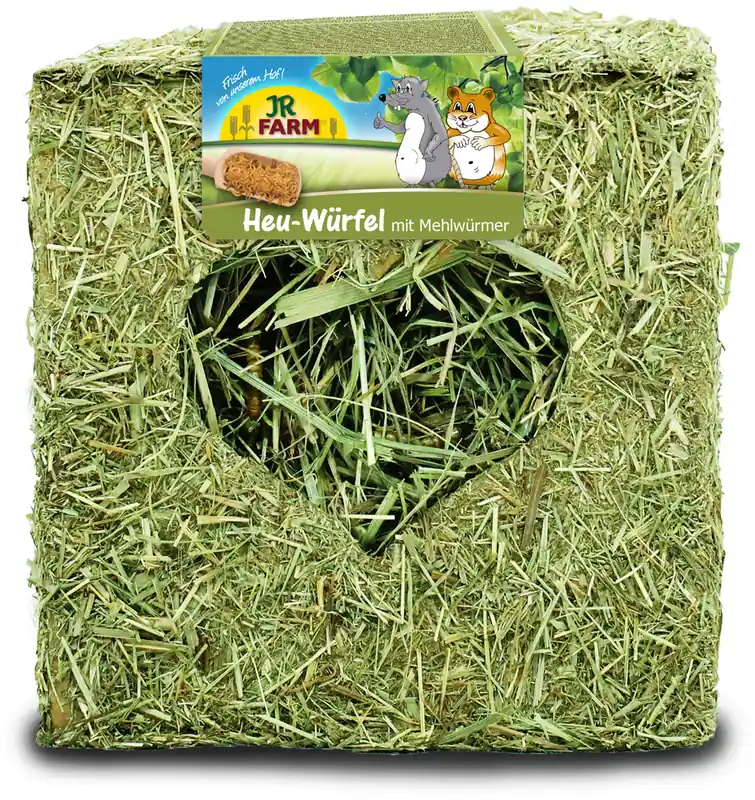 Kracherpreis JR FARM Heu-Würfel mit Mehlwürmern 125g Kleintiersnack
