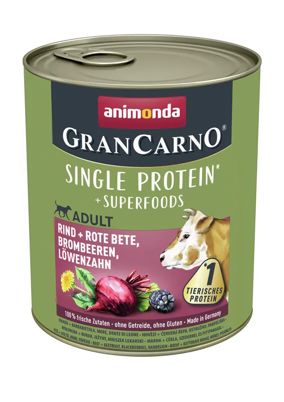 Online Kaufen animonda Gran Carno Superfoods Rind + Rote Bete, Brombeeren, Löwenzahn 800g Dose Hundenassfutter