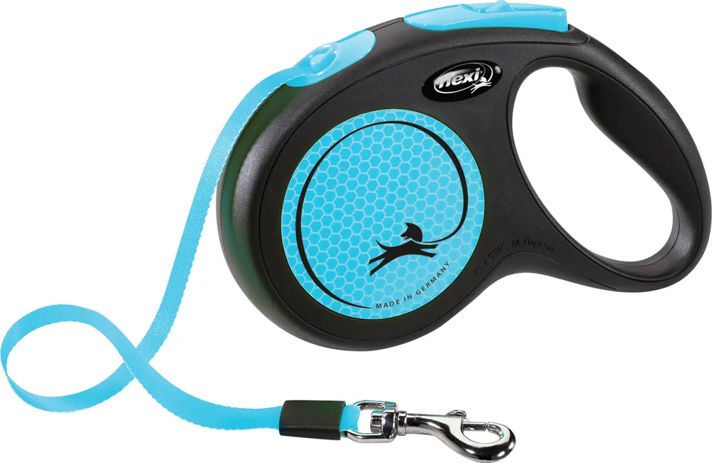 Flexi New Neon Gurt M 5 Meter neonblau Roll-Leine für Hunde Kracherpreis
