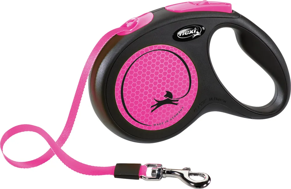 Flexi New Neon Gurt M 5 Meter neonpink Roll-Leine für Hunde Begrenztes Angebot