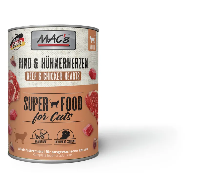 Markenware MAC's Cat Rind/Hühnerherzen 800 g