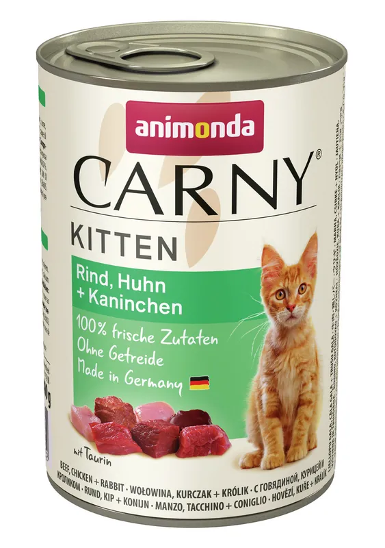 Günstig Animonda Carny Kitten Rind und Huhn und Kaninchen 400 Gramm Katzennassfutter
