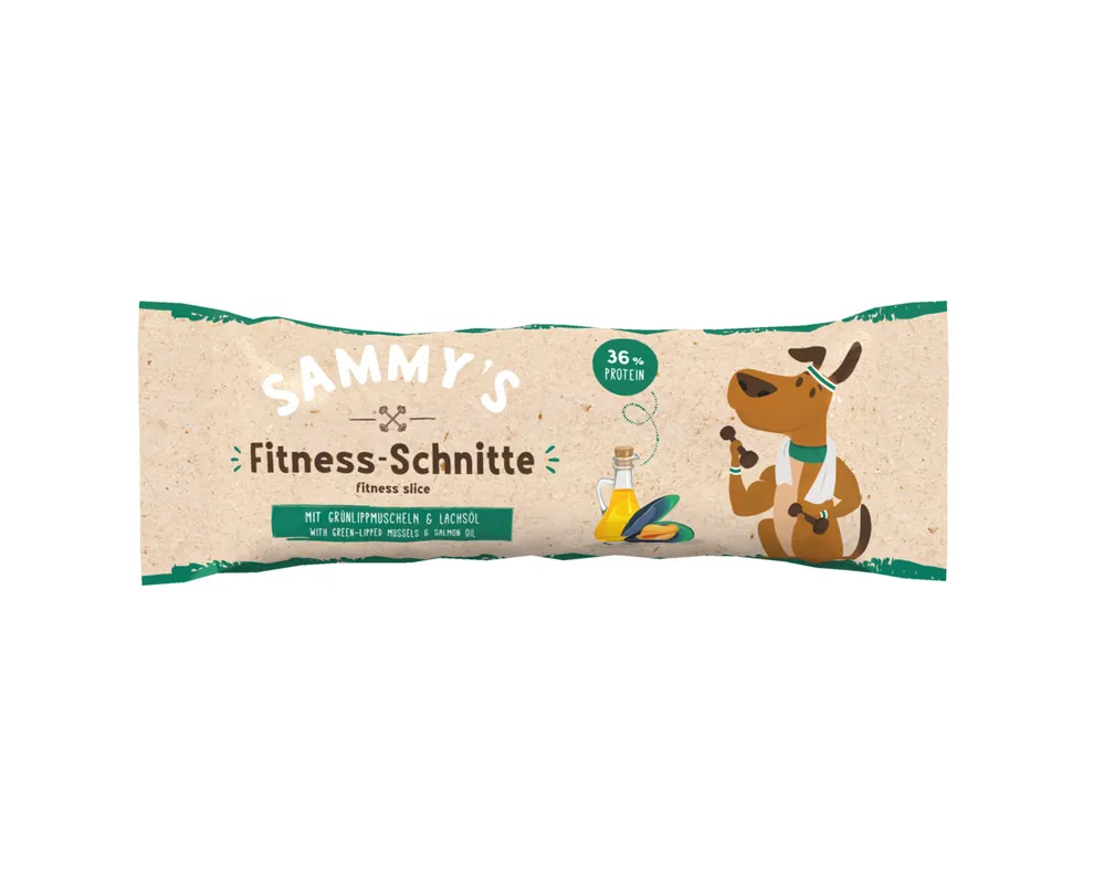 Echt Sparpaket 2 x 25 g Sammy's Fitness-Schnitte mit Grünlippmuscheln & Lachsöl Hunde Snack