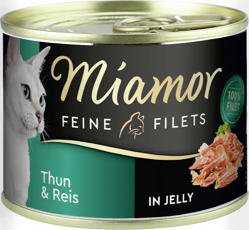 Top-Seller Sparpaket 24 x 185 g Miamor Feine Filets Thun & Reis in Jelly Katzen Nassfutter