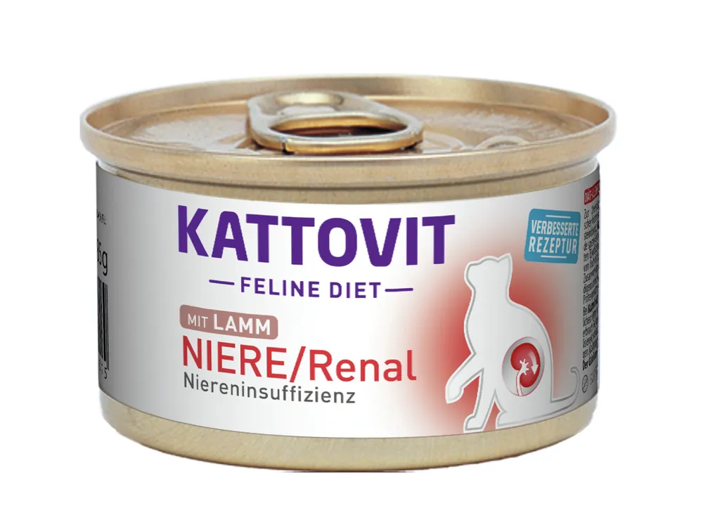Sparpaket 24 x 85 g Kattovit Feline Diet Niere/Renal mit Lamm Katzen Nassfutter Finale Aktion