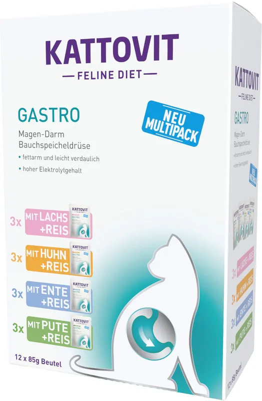 Garantierte Lieferung Sparpaket 5 x 1,02 kg Kattovit Feline Diet Gastro Multipack Katzen Nassfutter