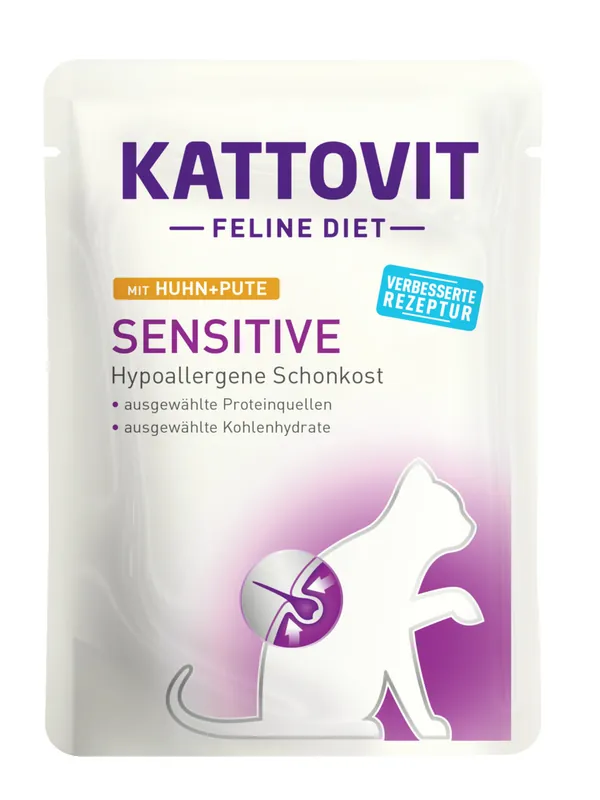 Jetzt Bestellen Sparpaket 24 x 85 g Kattovit Sensitive mit Huhn & Pute Katzen Nassfutter