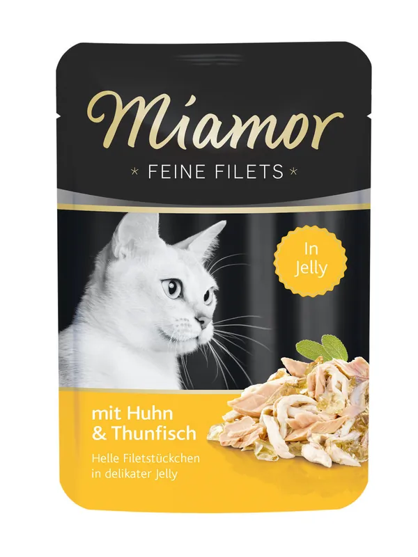 Sparpaket 48 x 100 g Miamor Feine Filets Huhn & Thunfisch in Jelly Katzen Nassfutter Sichere Zahlung