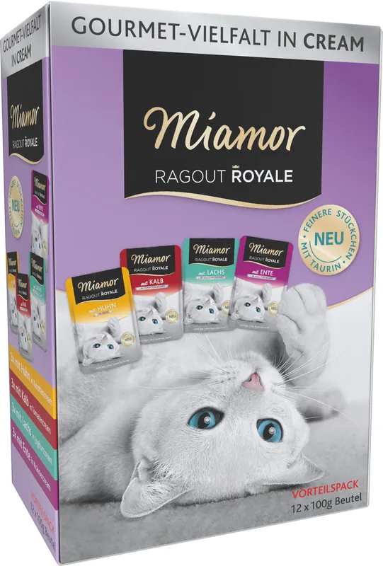 Knallerangebot Sparpaket 5 x 12 x 100 g Miamor Ragout Royale Cream Vielfalt Multipack Katzen Nassfutter