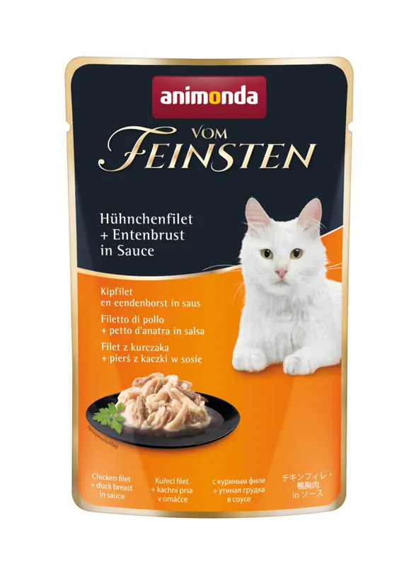Sparpaket 18 x 50 g Animonda Vom Feinsten Adult Hühnchenfilet + Entenbrust in Sauce Katzen Nassfutter Neue Ware
