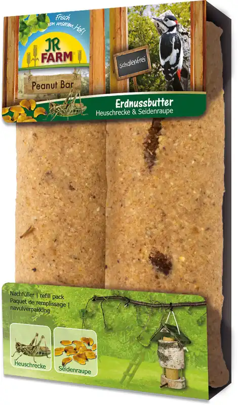 Meistverkauft Sparpaket 2 x 700 g JR Farm Peanut Bar Erdnussbutter Heuschrecken & Seidenraupen Nachfüller Wildvogelfutter