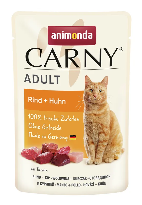 Neue Ware Sparpaket 24 x 85 g Animonda Carny Adult Rind + Huhn Katzen Nassfutter
