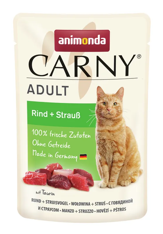 Sparpaket 12 x 85 g Animonda Carny Adult Rind + Strauß Katzen Nassfutter Bestseller