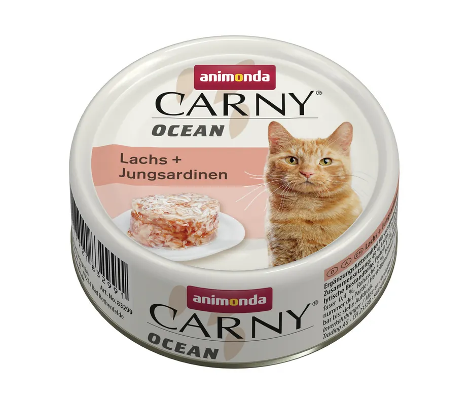 Neuheit Sparpaket 12 x 80 g Animonda Carny Ocean Lachs + Jungsardinen Katzen Nassfutter