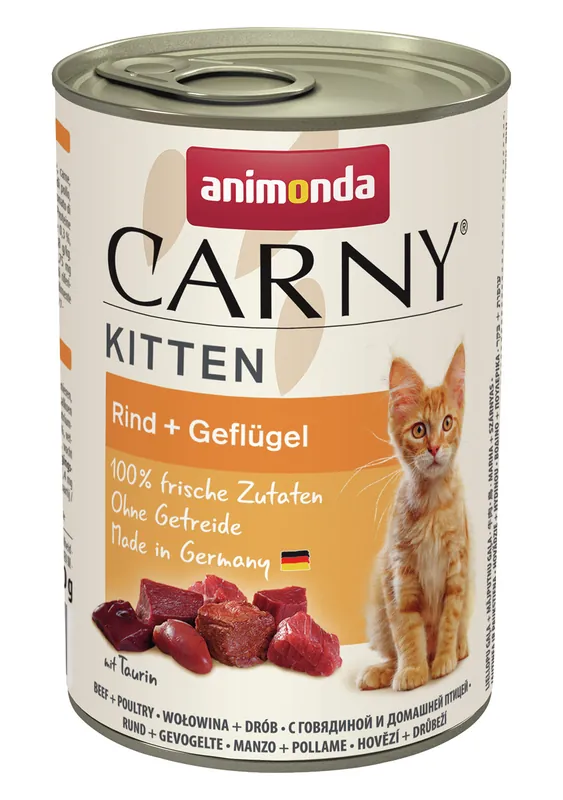 Sparpaket 24 x 400 g Animonda Carny Kitten Geflügel + Rind Katzen Nassfutter Bestseller