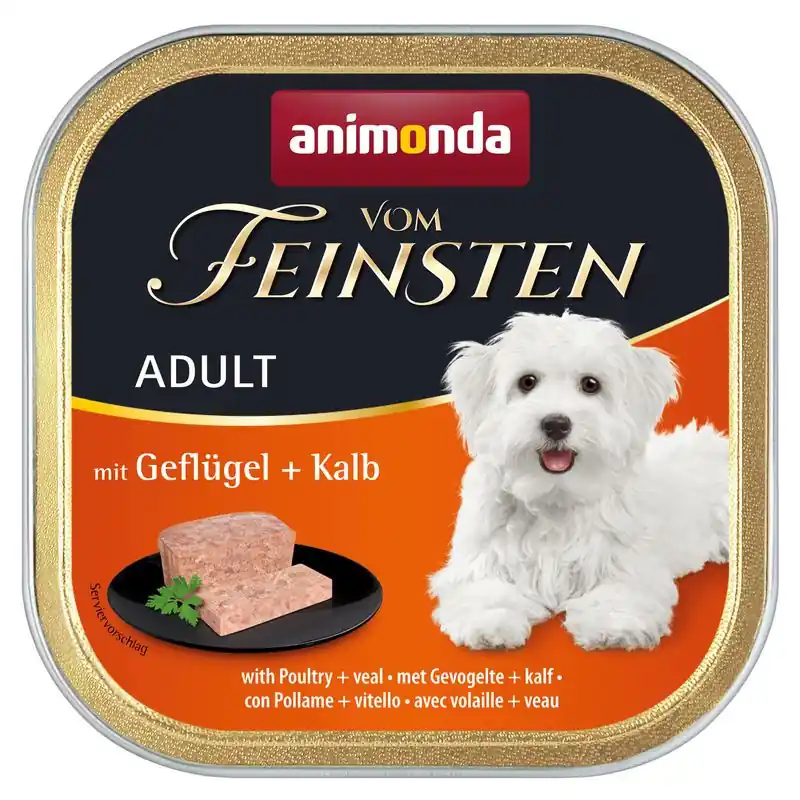 Neu Im Sortiment Sparpaket 22 x 150 g Animonda vom Feinsten Adult mit Geflügel & Kalb Hunde Nassfutter