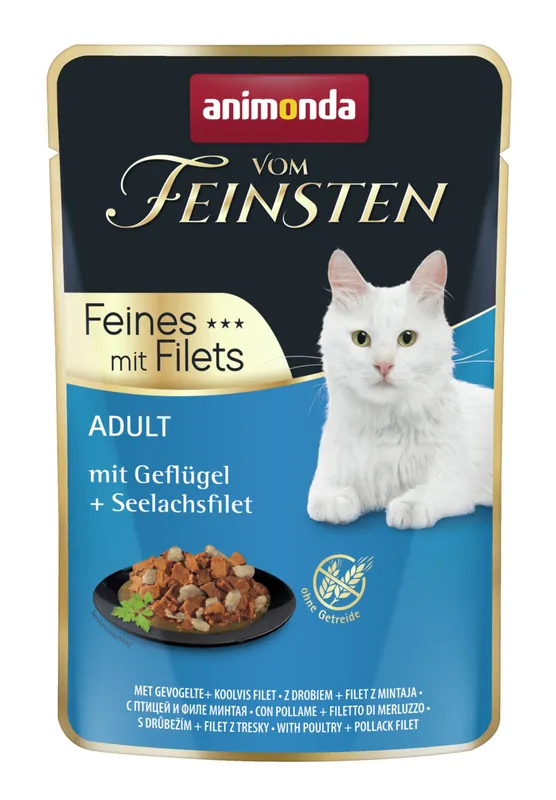 Nur Für Kurze Zeit Sparpaket 6 x 85 g Animonda vom Feinsten Feines mit Filets Adult mit Geflügel + Seelachsfilet Katzen Nassfutter