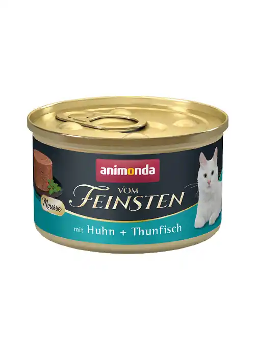Zertifiziert Sparpaket 24 x 85 g Animonda Vom Feinsten Mousse mit Huhn + Thunfisch Katzen Nassfutter