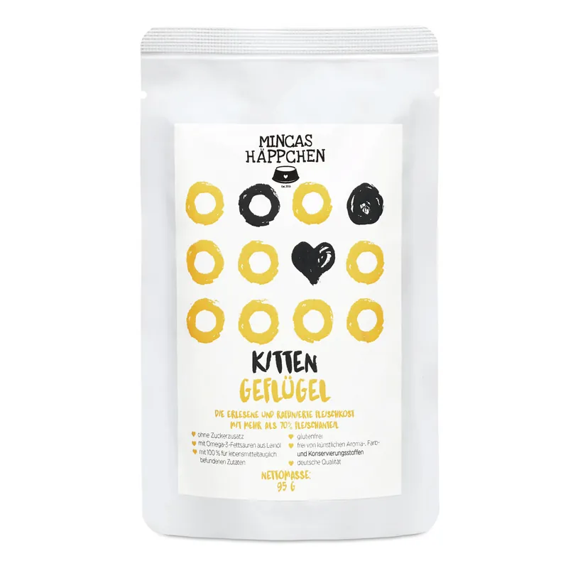 Sparpaket 12 x 95 g Mincas Häppchen Kitten Geflügel & Leinöl Katzen Nassfutter Jetzt Bestellen