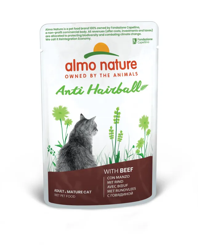 Finale Aktion Sparpaket 30 x 70 g Almo Nature Anti-Hairball mit Rind Katzen Nassfutter