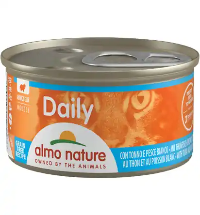 Sonderangebot Sparpaket 24 x 85 g Almo Nature Daily Mousse mit Thunfisch und Kabeljau Katzen Nassfutter