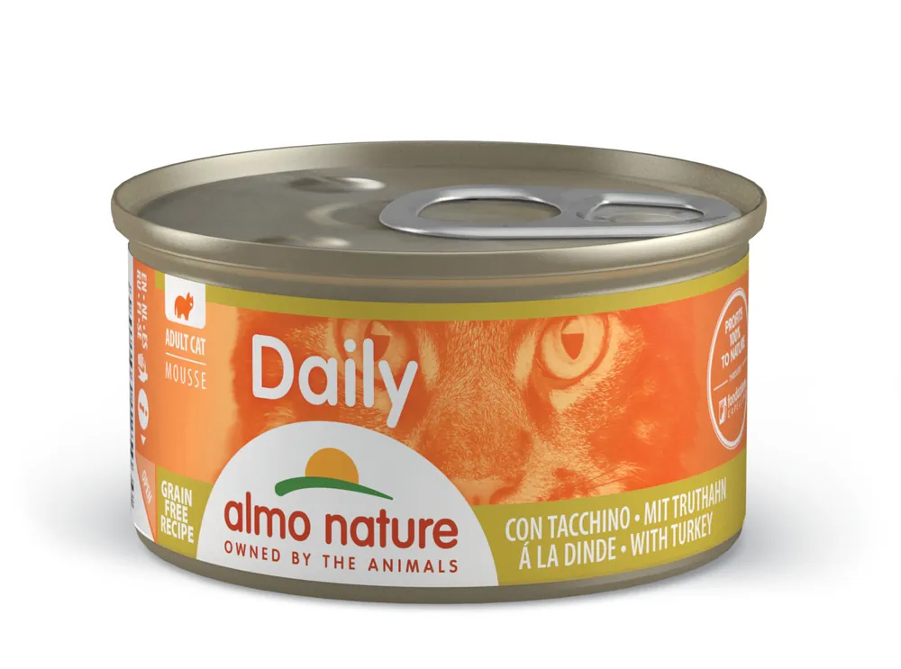 Sparpaket 6 x 85 g Almo Nature Daily Mousse mit Truthahn Katzen Nassfutter Super-Preis
