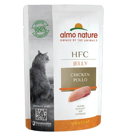 Knallerangebot Sparpaket 24 x 55 g Almo Nature HFC Jelly Huhn Katzen Nassfutter