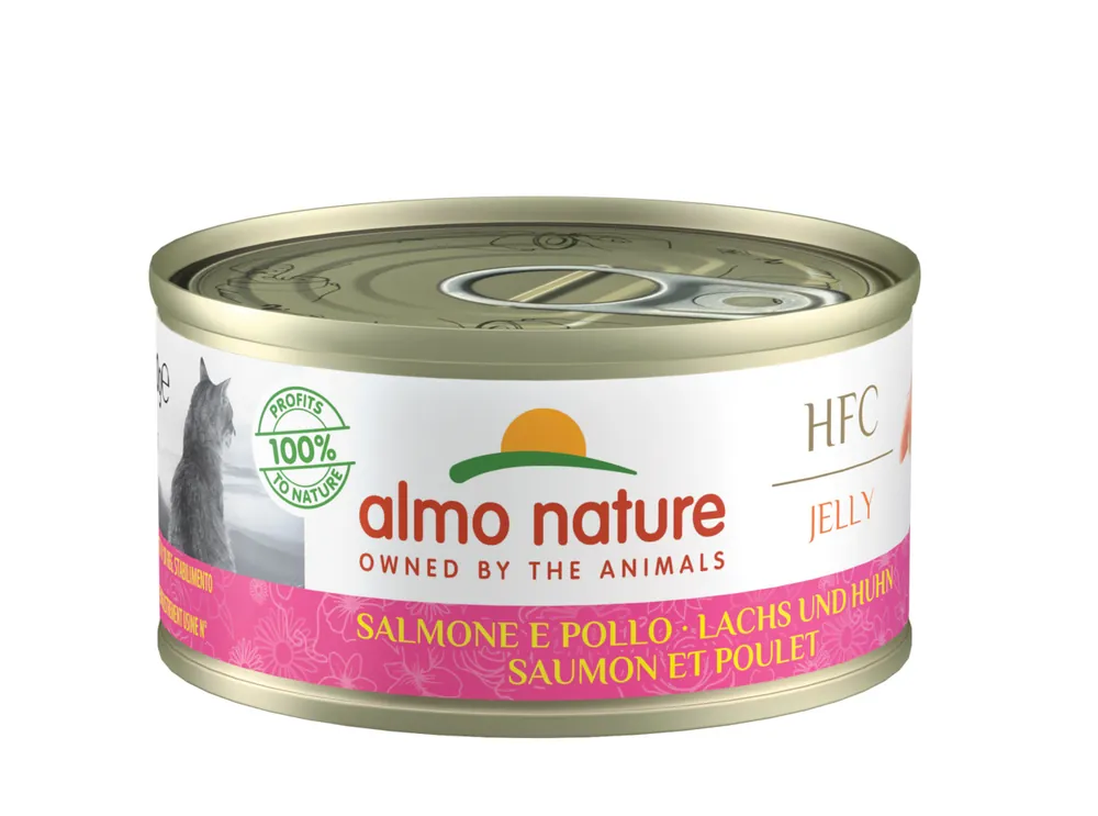 Sparpaket 24 x 70 g Almo Nature HFC Jelly Lachs und Huhn Katzen Nassfutter Sonderangebot