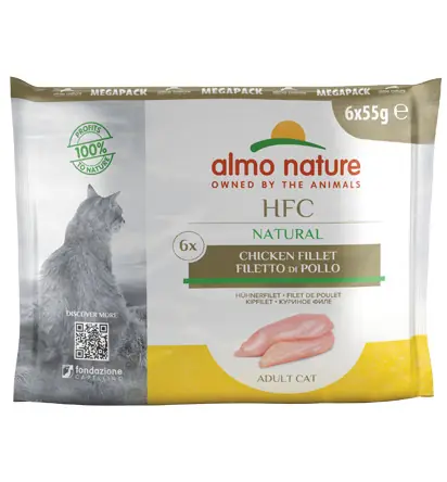 Sparpaket 8 x 6 x 55 g Almo Nature HFC Natural Hühnerfilet Multipack Katzen Nassfutter Geprüft