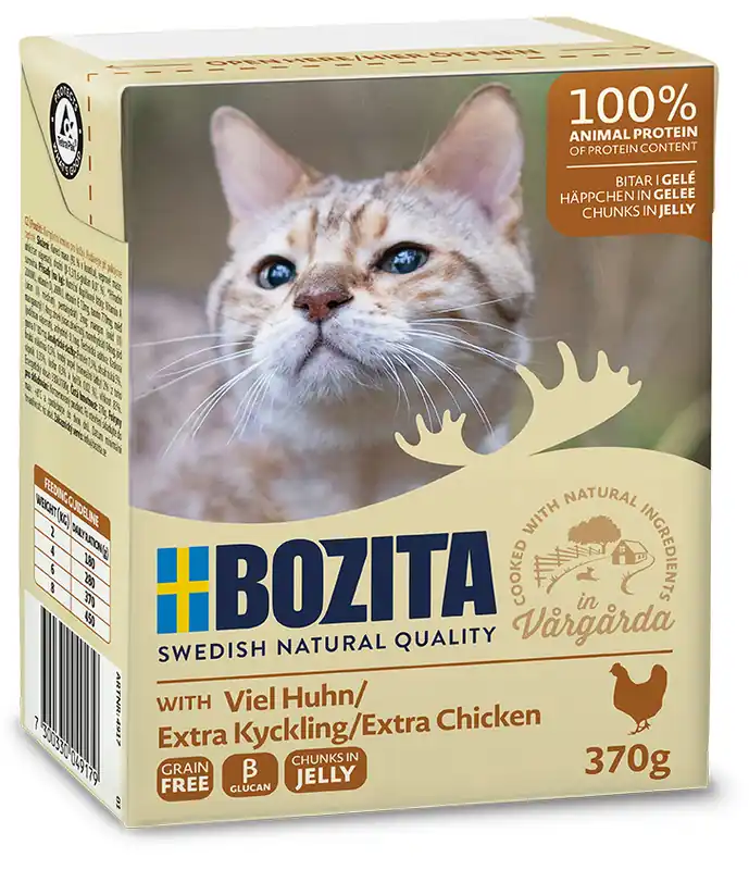 Sparpaket 24 x 370 g Bozita Häppchen in Gelee mit viel Huhn Katzen Nassfutter Rabatt