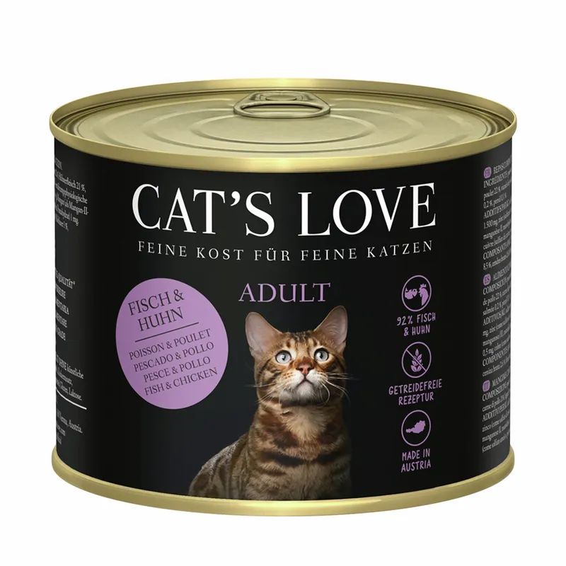 Sparpaket 6 x 200 g Cat's Love Adult Fisch & Huhn Katzen Nassfutter Versand Am Gleichen Tag