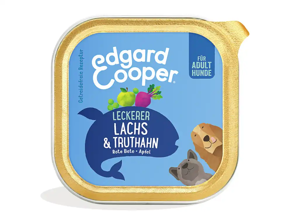 Sparpaket 22 x 150 g Edgard & Cooper Adult Lachs & Truthahn Hunde Nassfutter Highlight