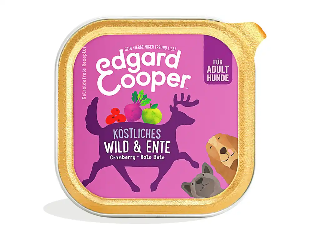 Neuheit Sparpaket 11 x 150 g Edgard & Cooper Adult Wild & Ente Hunde Nassfutter