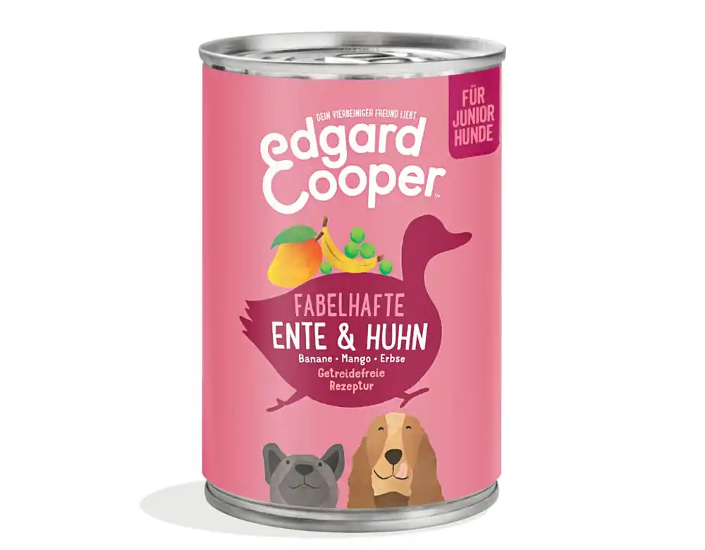 Geprüft Sparpaket 6 x 400 g Edgard & Cooper Junior Ente & Huhn Hunde Nassfutter