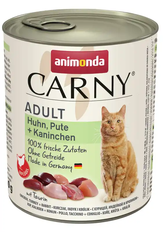 Kracherpreis Sparpaket 24 x 800 g Animonda Carny Adult Huhn, Pute + Kaninchen Katzen Nassfutter