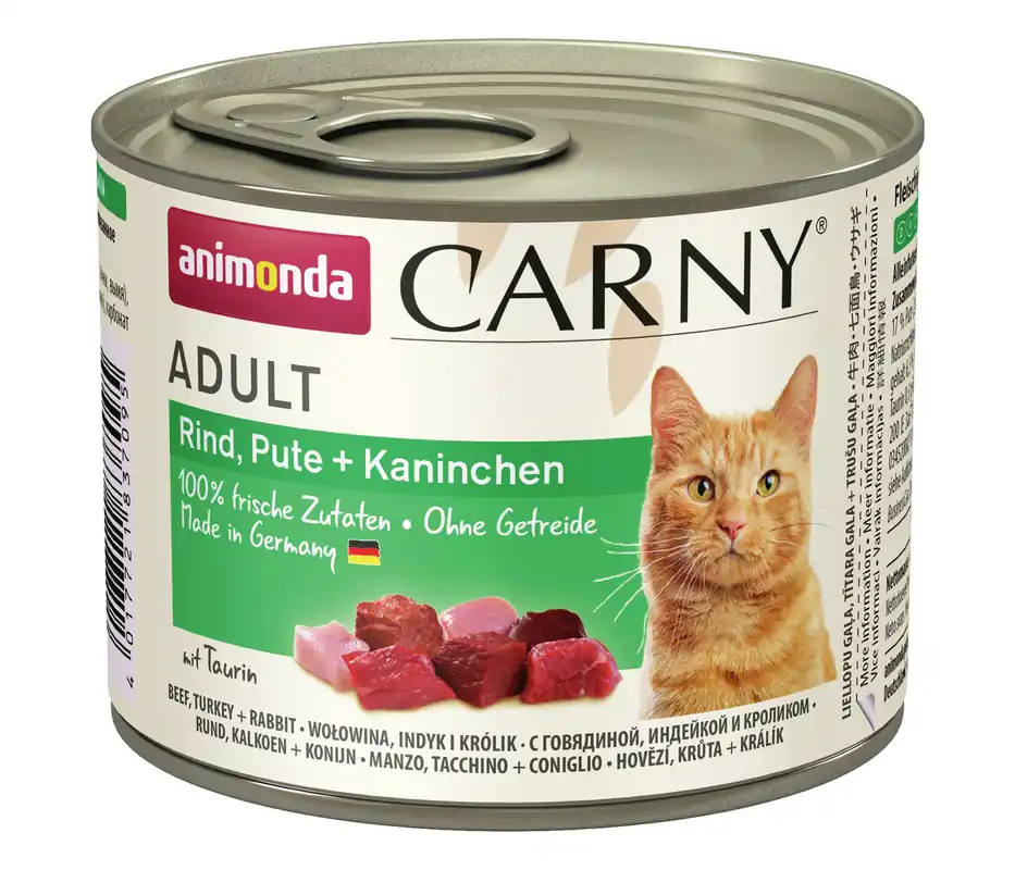 Abverkauf Sparpaket 24 x 200 g Animonda Carny Adult Rind, Pute + Kaninchen Katzen Nassfutter