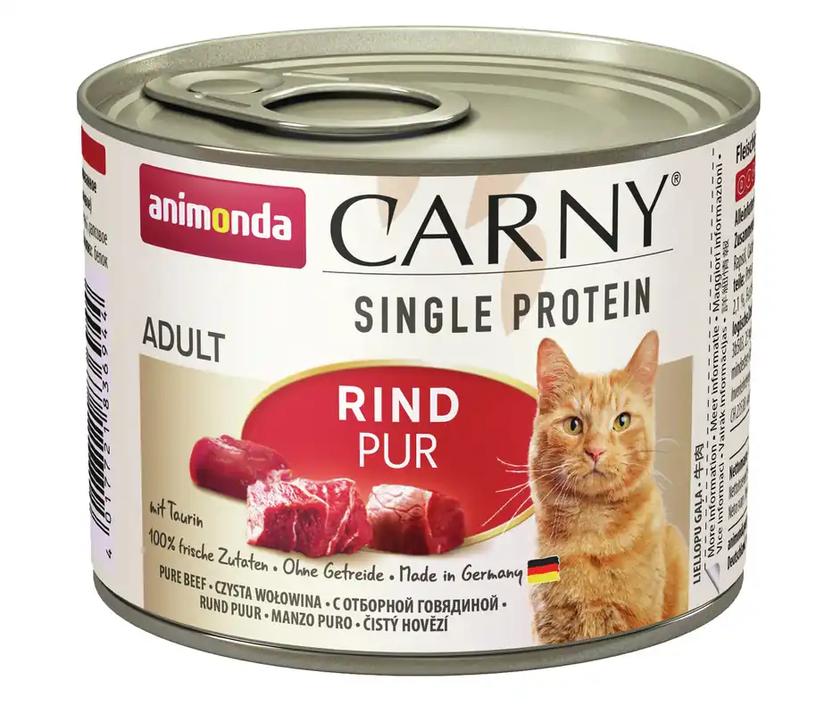 Markenprodukt Sparpaket 6 x 200 g Animonda Carny Single Protein Adult Rind Pur Katzen Nassfutter