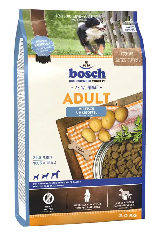 Sparpaket 2 x 3 kg Bosch Adult Fisch & Kartoffel Hunde Trockenfutter Heißes Angebot