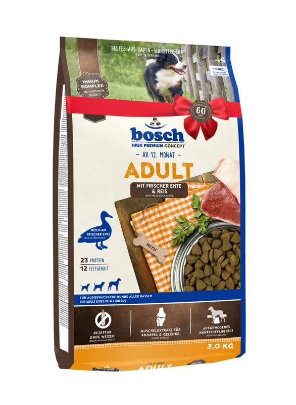Sparpaket 2 x 3 kg Bosch Adult frische Ente & Reis Hunde Trockenfutter Schneller Versand