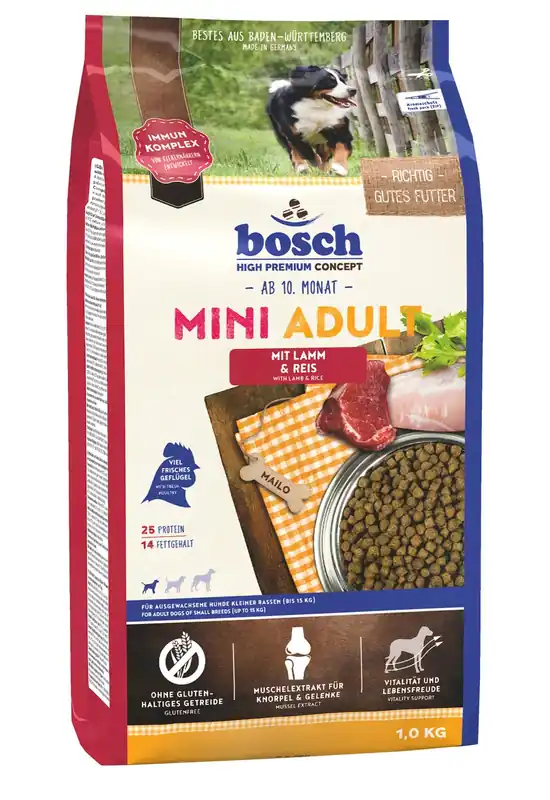 Online Kaufen Sparpaket 2 x 1 kg Bosch Mini Adult Lamm & Reis Hunde Trockenfutter