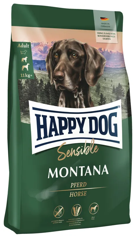 Finale Aktion Sparpaket 2 x 4 kg Happy Dog Sensible Montana Pferd Hunde Trockenfutter