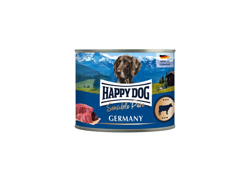 Abverkauf Sparpaket 6 x 200 g Happy Dog Sensible Pure Germany Rind Pur Hunde Nassfutter
