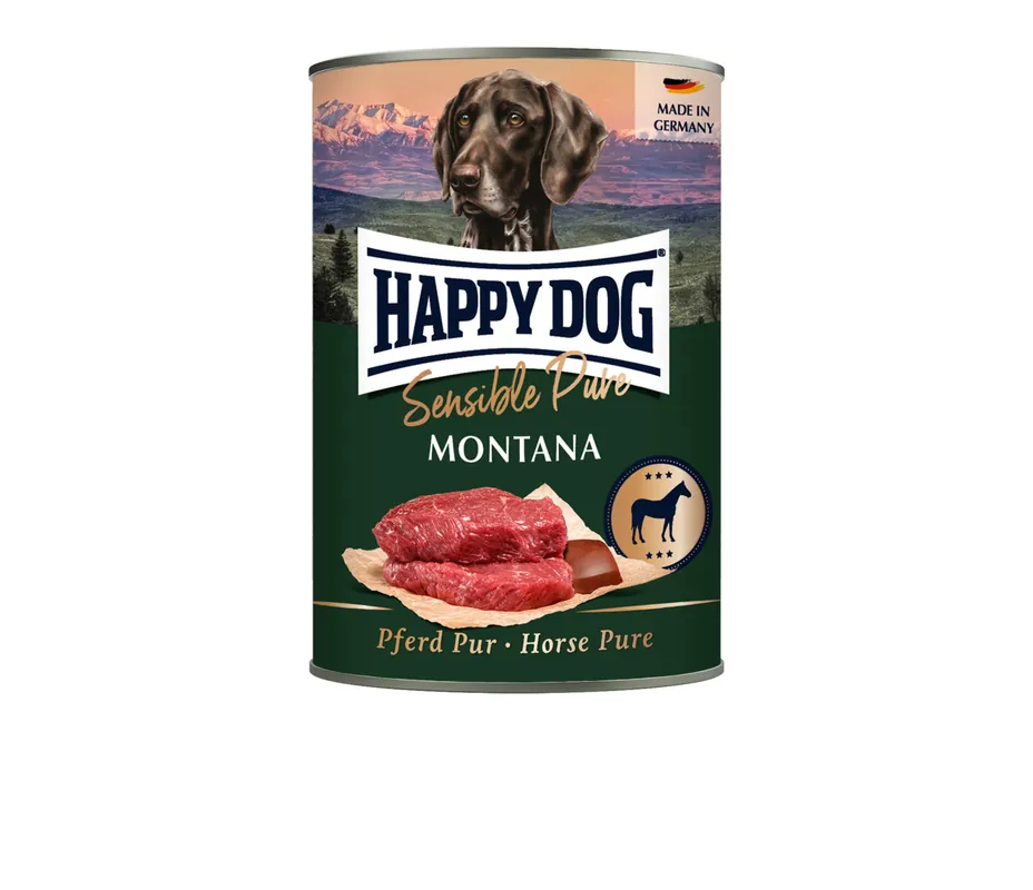 Must-Have Sparpaket 24 x 400 g Happy Dog Sensible Pure Montana Pferd Pur Hunde Nassfutter