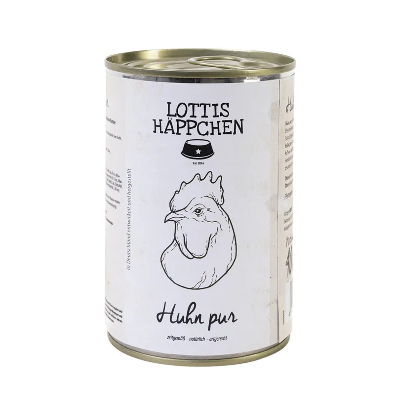 Sparpaket 6 x 400 g Lottis Häppchen Huhn pur Hunde Nassfutter Preisknaller