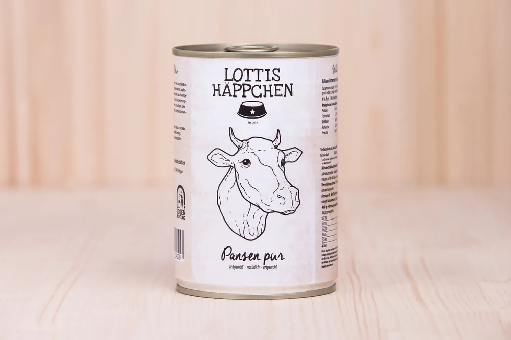 Garantierte Lieferung Sparpaket 24 x 400 g Lottis Häppchen Pansen Pur Hunde Nassfutter