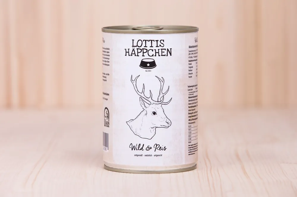 Sparpaket 24 x 400 g Lottis Häppchen Wild & Reis Hunde Nassfutter Nur Heute