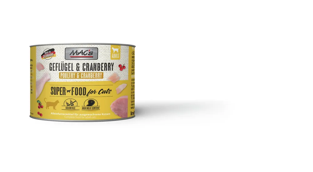 Jetzt Kaufen Sparpaket 6 x 200 g Mac's Geflügel & Cranberry Adult Katzen Nassfutter