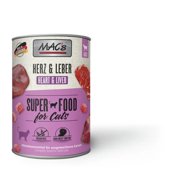 Bestpreis Sparpaket 6 x 400 g Mac's Herz & Leber Adult Katzen Nassfutter