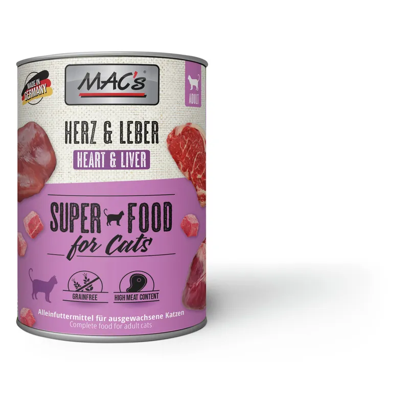 Sparpaket 6 x 800 g Mac's Herz & Leber Adult Katzen Nassfutter Sale